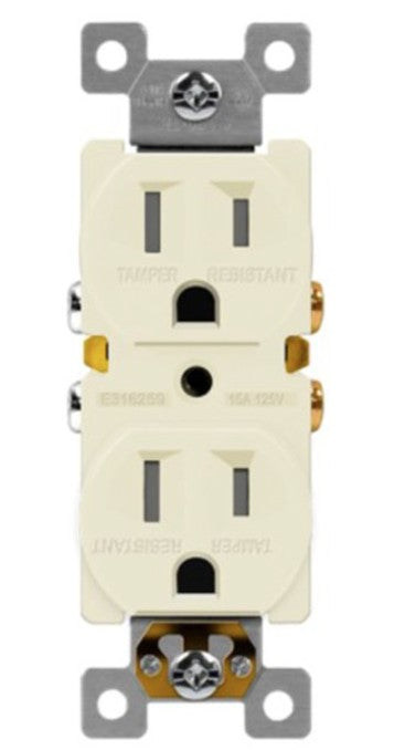 Enerlites Resi Duplex Tr Receptacle Self-Grd 15A 125V 5-15R Light Almond 61580-TR-LA