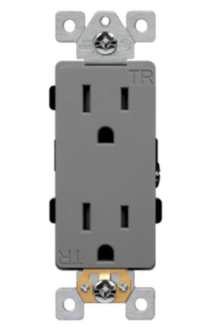 Enerlites Ind Decorator Tr Receptacle 15A 125V 5-15R Gy 63150-TR-GY
