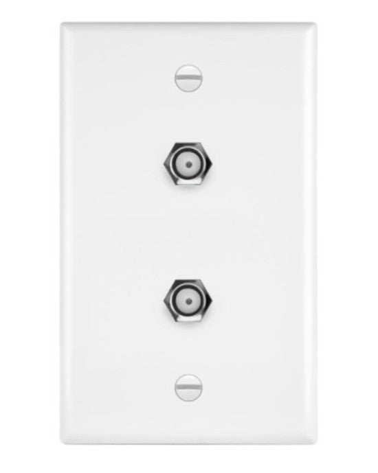 Enerlites Tel & Catv 1-Gang Wall Plate Two F-Type Conf To F Ivory 6621-I