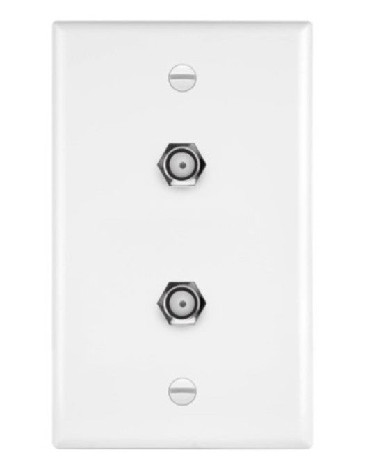 Enerlites Tel & Catv 1-Gang Wall Plate Two F-Type Conf To F White 6621-W