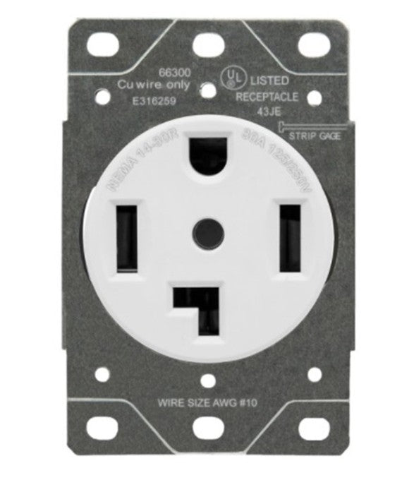 Enerlites Ind Flush Mount Receptacle 14-30R 3P 4W 30A 125/250V White 66300-W