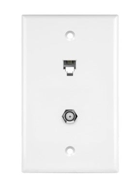 Enerlites Tel& Catv 1-Gang Wall Plate F-Type Conf To F And Rj11 6-Pos / 4-Cond Ivory 6641-I