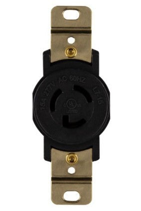 Enerlites Ind Locking Receptacle 2P 3-Way L7-15R 20A 250V Black 66480-BK