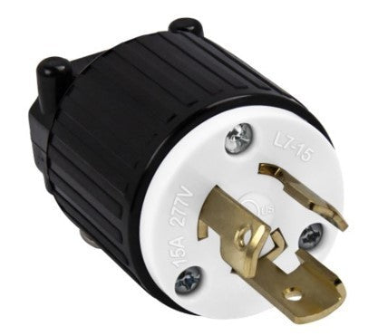 Enerlites Ind Locking Plug 2P 3-Way L7-15P 15A 250V Black 66481-BK