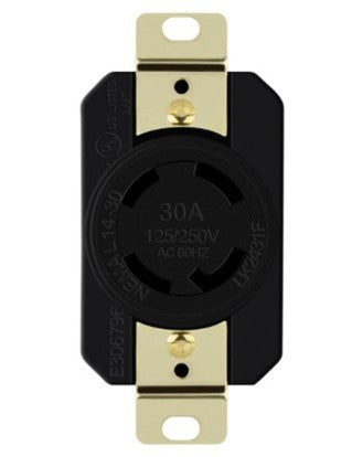Enerlites Ind Locking Receptacle 3P 4W Grd L14-30R 30A 125/250V Black 66490-BK