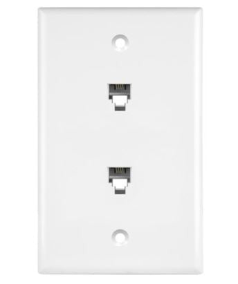 Enerlites Tel 1-Gang Wall Plate 2 Rj11 6-Pos 4-Cond White 6651-W