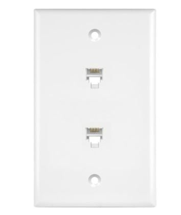 Enerlites Tel 1-Gang Wall Plate With Two Rj11 Jacks 6-Pos 6-Cond Ivory 6671-I