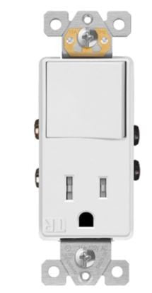 Enerlites Resi Decorator Switch/Tr Receptacle Single Pole 15A 120V Gy 68625-TR-GY