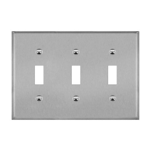 Enerlites Mid-Size 3-Gang Toggle Wall Plate Stainless Steel 7713M