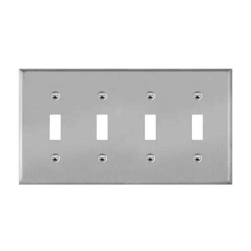 Enerlites Mid-Size 4-Gang Toggle Wall Plate Stainless Steel 7714M