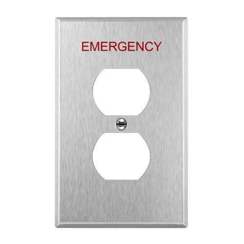 Enerlites Mid-Size 1-Gang Duplec Receptacle Emerg Wall Plate Stainless Steel 7721M-E