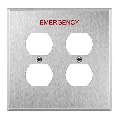 Enerlites Mid-Size 2-Gang Duplec Receptacle Emerg Wall Plate Stainless Steel 7722M-E