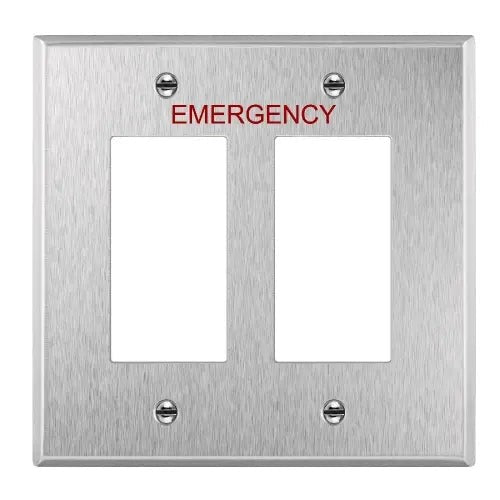 Enerlites Mid-Size 2-Gang Decorator/GFCI Emerg Wall Plate Stainless Steel 7732M-E
