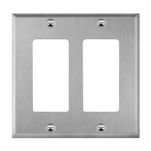 Enerlites Mid-Size 2-Gang Decorator/GFCI Wall Plate Stainless Steel 7732M