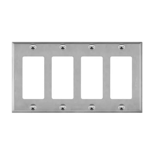 Enerlites Mid-Size 4-Gang Decorator/GFCI Wall Plate Stainless Steel 7734M