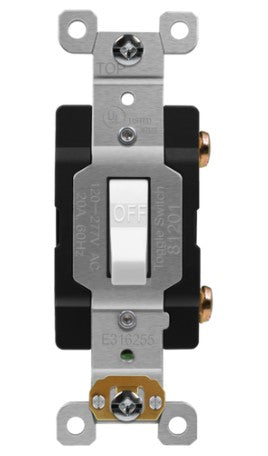 Enerlites Comm Hd Antimicrobial Toggle Switch Single Pole 20A 120/277V White 81201A-BK