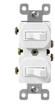 Enerlites Resi Single Pole Dbl Toggle Switch 15A 120V White 82150-GY