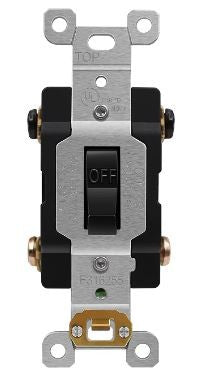 Enerlites Comm Dbl Pole Toggle Switch 20Amp 240VAC Black 82200-BK