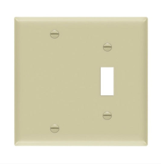 Enerlites Standard 2-Gang 1 Blank 1 Toggle Wall Plate Ivory 880111-I