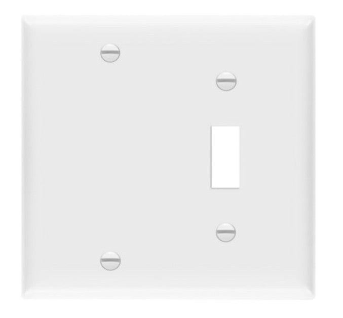 Enerlites Standard 2-Gang 1 Blank 1 Toggle Wall Plate White 880111-W