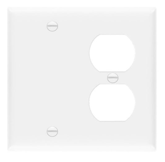 Enerlites Standard 2-Gang 1 Blank 1 Duplex Wall Plate White 880121-W