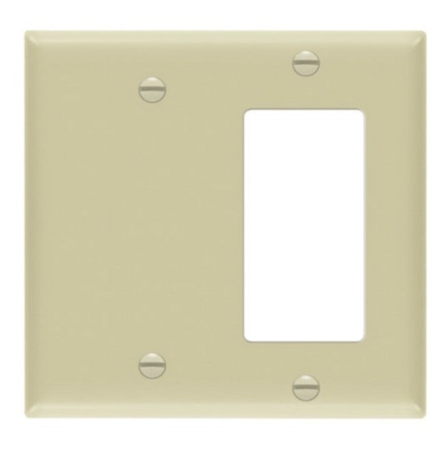 Enerlites Standard 2-Gang 1 Blank 1 Decorator/GFCI Plate Ivory 880131-I