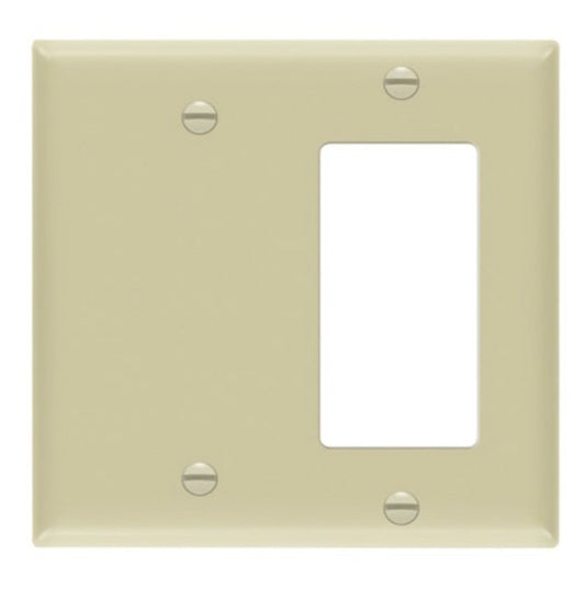 Enerlites Standard 2-Gang 1 Blank 1 Decorator/GFCI Plate Ivory 880131-I