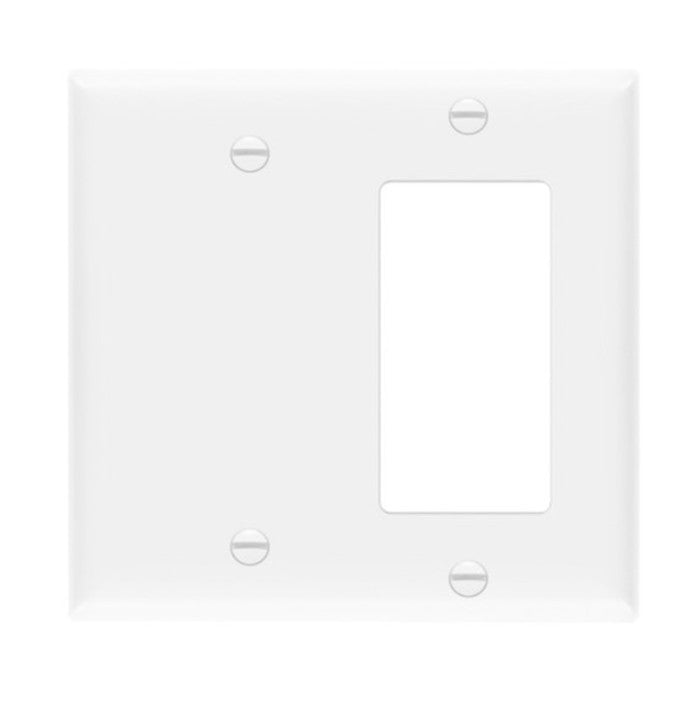 Enerlites Standard 2-Gang 1 Blank 1 Decorator/GFCI Plate White 880131-W