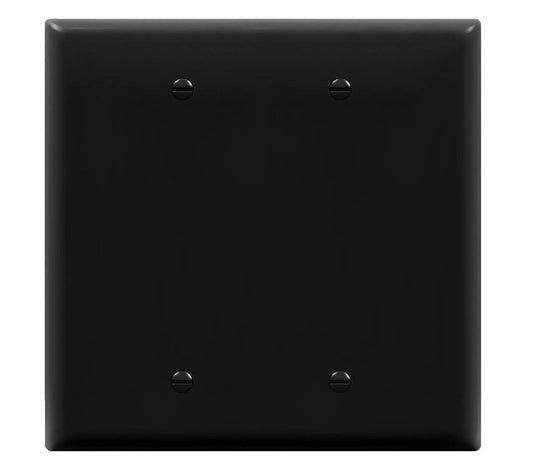 Enerlites Mid-Size 2-Gang Blank Wall Plate Black 8802M-BK