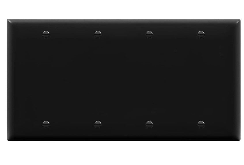 Enerlites Standard 4-Gang Blank Wall Plate Black 8804-BK