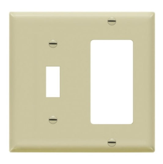 Enerlites Standard 2-Gang 1 Toggle 1 Decorator Wall Plate Ivory 881131-I