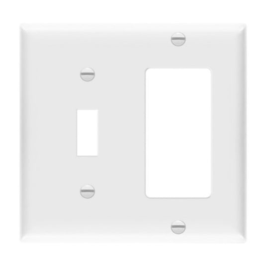 Enerlites Standard 2-Gang 1 Toggle 1 Decorator Wall Plate White 881131-W