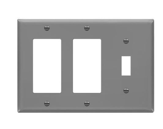 Enerlites Standard 3-Gang 1 Toggle 2 Decorator/GFCI Wall Plate Gy 881132-GY