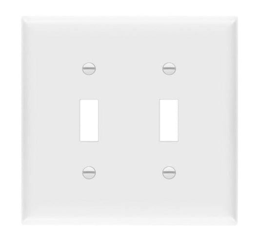 Enerlites Standard 2-Gang Toggle Wall Plate White 8812-W