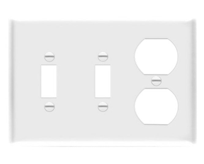 Enerlites Standard 3-Gang 2 Toggle 1 Duplex Wall Plate White 881221-W