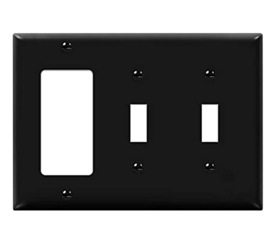 Enerlites Standard 3-Gang 2 Toggle 1 Decorator/GFCI Wall Plate Black 881231-BK