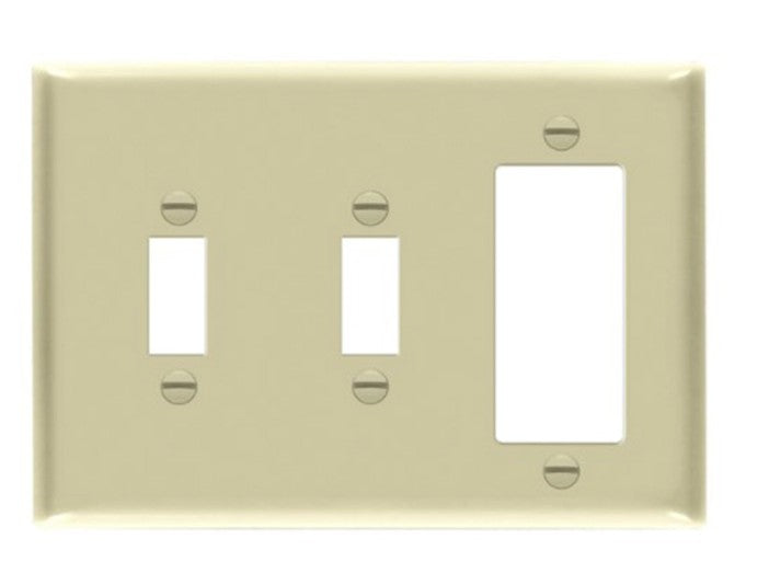 Enerlites Standard 3-Gang 2 Toggle 1 Decorator/GFCI Wall Plate Ivory 881231-I