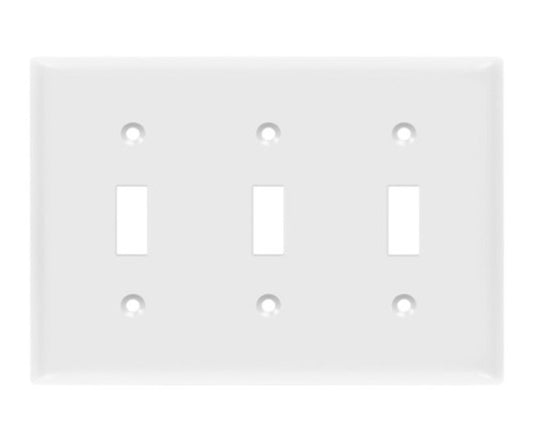 Enerlites Standard 3-Gang Toggle Wall Plate White 8813-W
