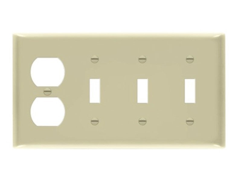 Enerlites Standard 4-Gang 3 Toggle 1 Duplex Wall Plate Ivory 881321-I