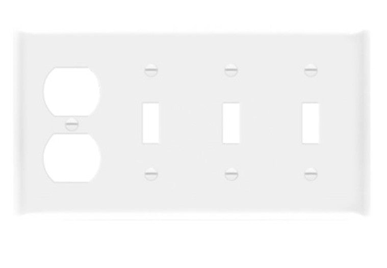 Enerlites Standard 4-Gang 3 Toggle 1 Duplex Wall Plate White 881321-W