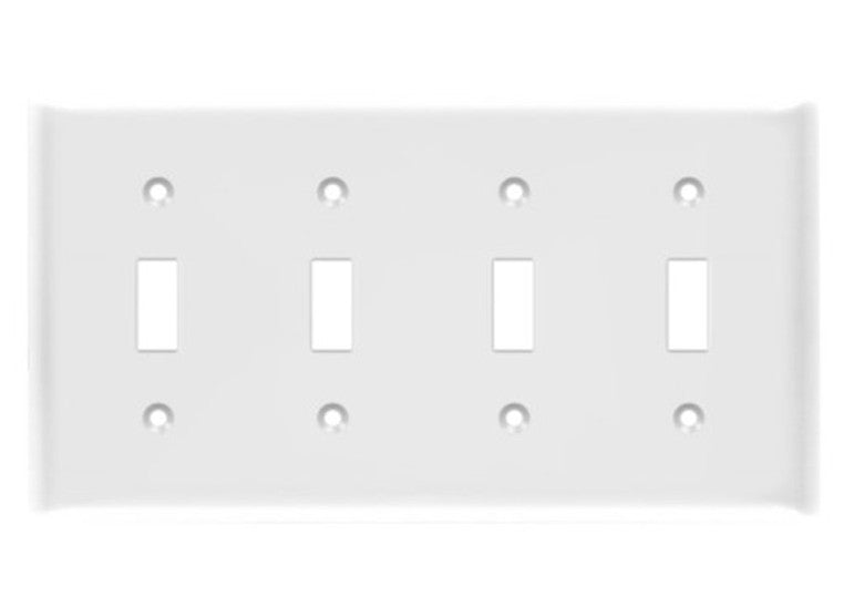 Enerlites Standard 4-Gang Toggle Wall Plate White 8814-W