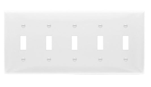 Enerlites Mid-Size 5-Gang Toggle Wall Plate White 8815M-W