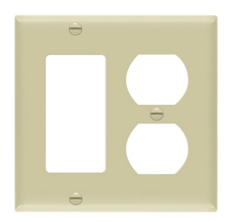 Enerlites Mid-Size 2-Gang 1 Duplex 1 Decorator/GFCI Wall Plate Ivory 882131M-I