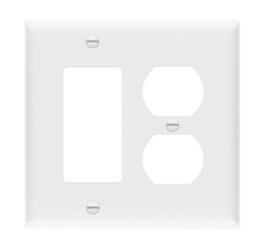 Enerlites Mid-Size 2-Gang 1 Duplex 1 Decorator/GFCI Wall Plate White 882131M-W