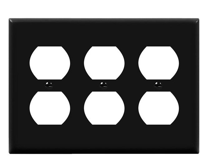Enerlites Standard 3-Gang Duplex Wall Plate Black 8823-BK