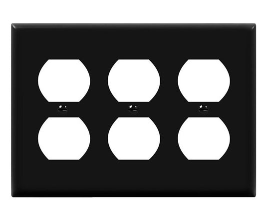 Enerlites Standard 3-Gang Duplex Wall Plate Black 8823-BK