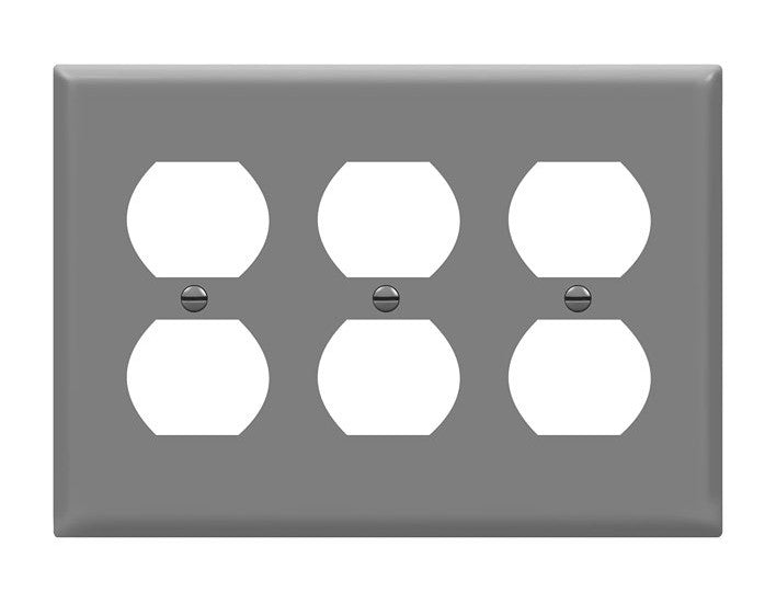 Enerlites Standard 3-Gang Duplex Wall Plate Gy 8823-GY