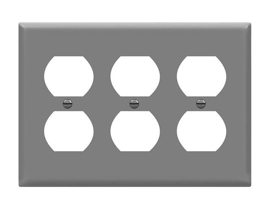 Enerlites Standard 3-Gang Duplex Wall Plate Gy 8823-GY