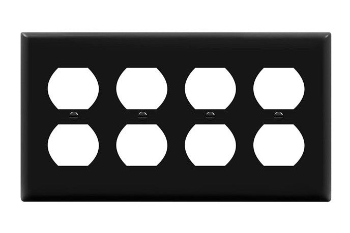 Enerlites Standard 4-Gang Duplex Wall Plate Black 8824-BK