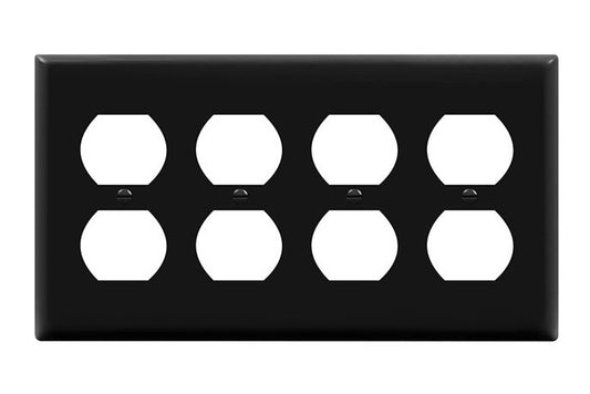 Enerlites Standard 4-Gang Duplex Wall Plate Black 8824-BK